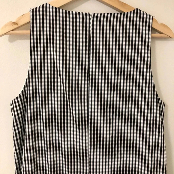 London Times Gingham Shift Sleeveless Black and White with Ruffles Dress Size 8 - Picture 5 of 8